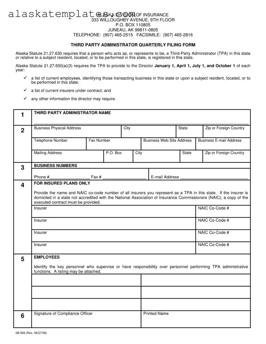 Fill in Your Alaska 08 309 Form