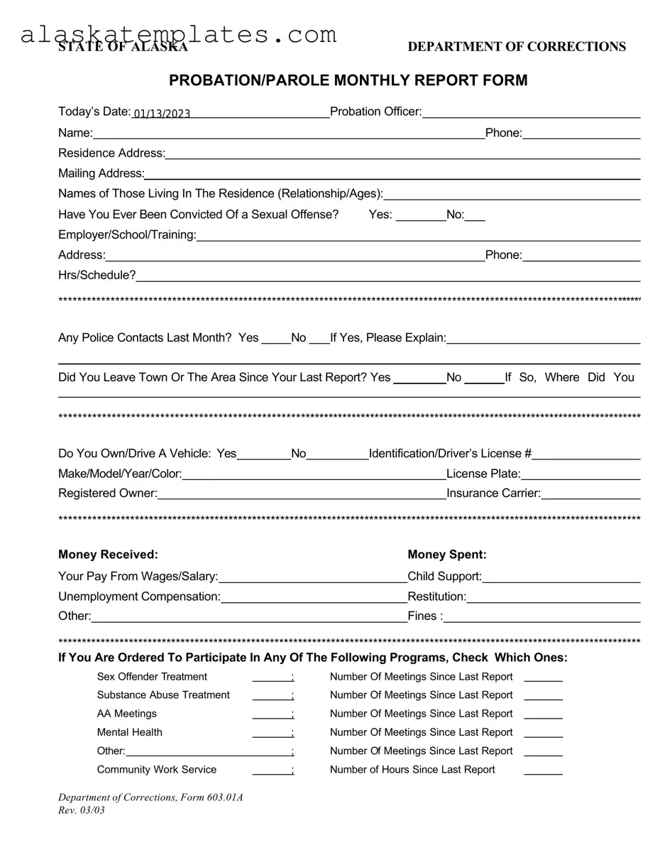 Fill in Your Alaska 603 01A Form