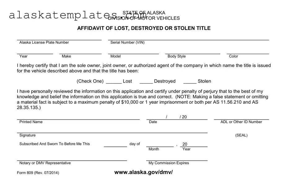 Fill in Your Alaska 809 Form