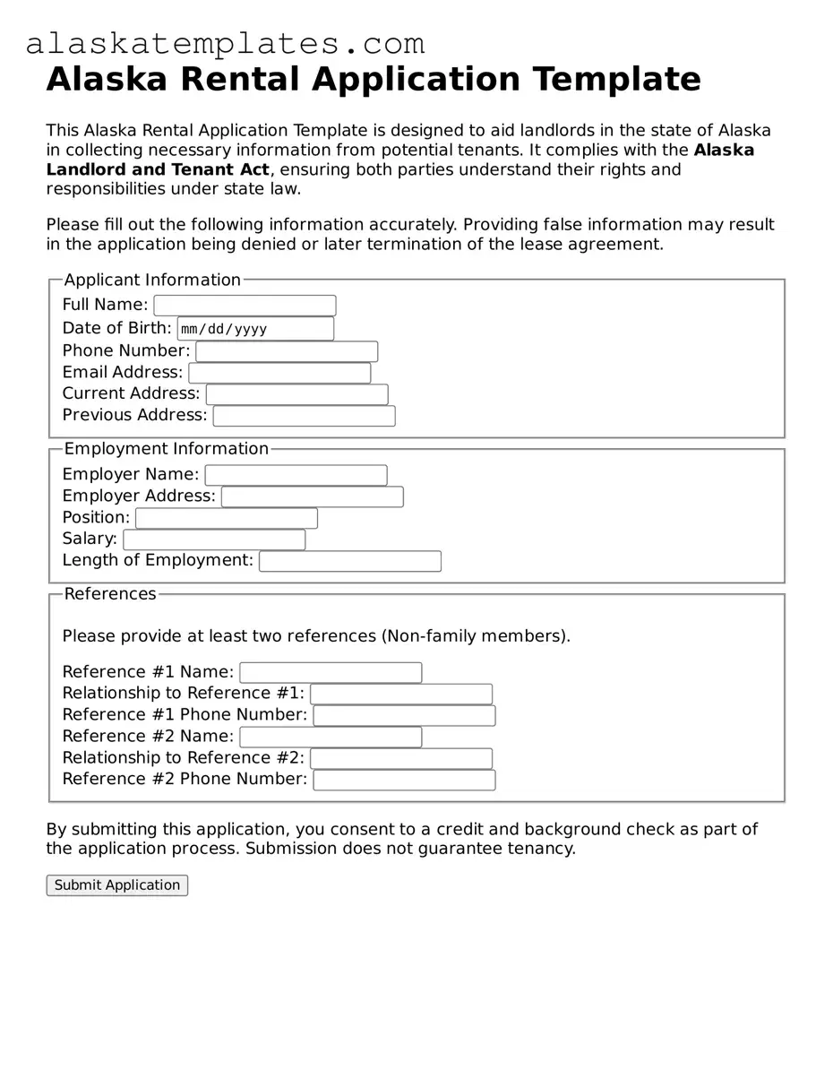 Free Alaska Rental Application Form