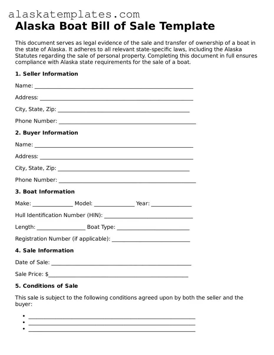Free Alaska Boat Bill of Sale Form