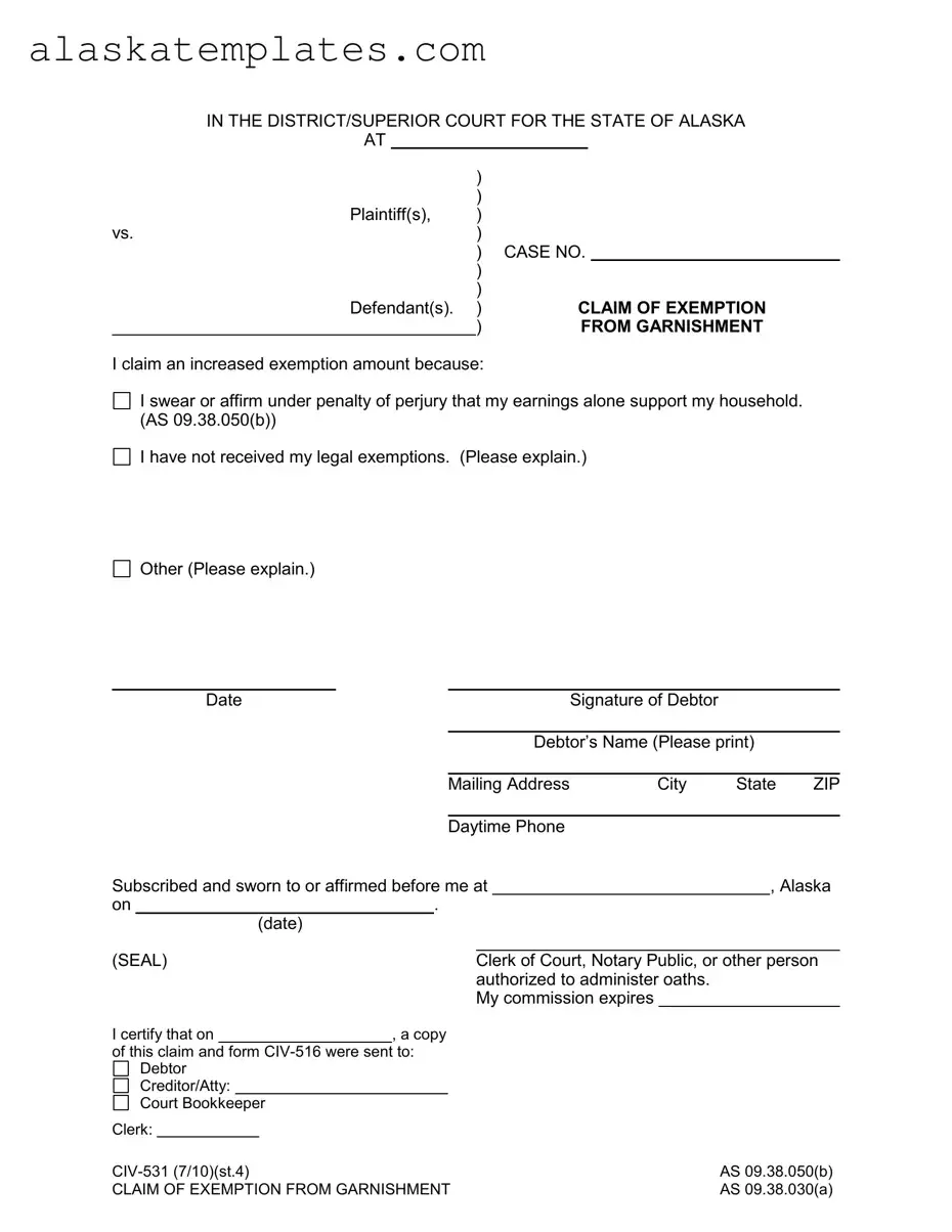 Fill in Your Alaska Civ 531 Form