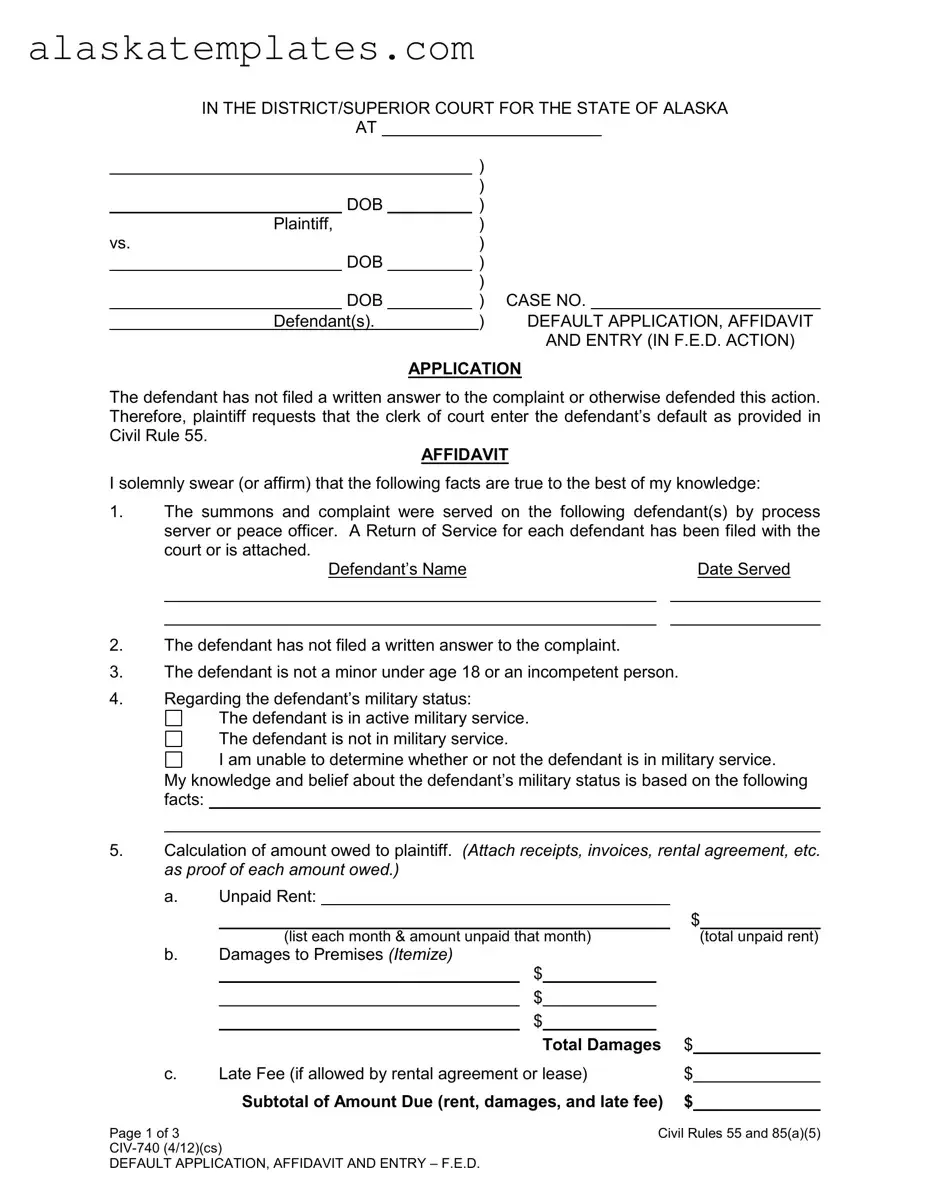 Fill in Your Alaska Civ 740 Form
