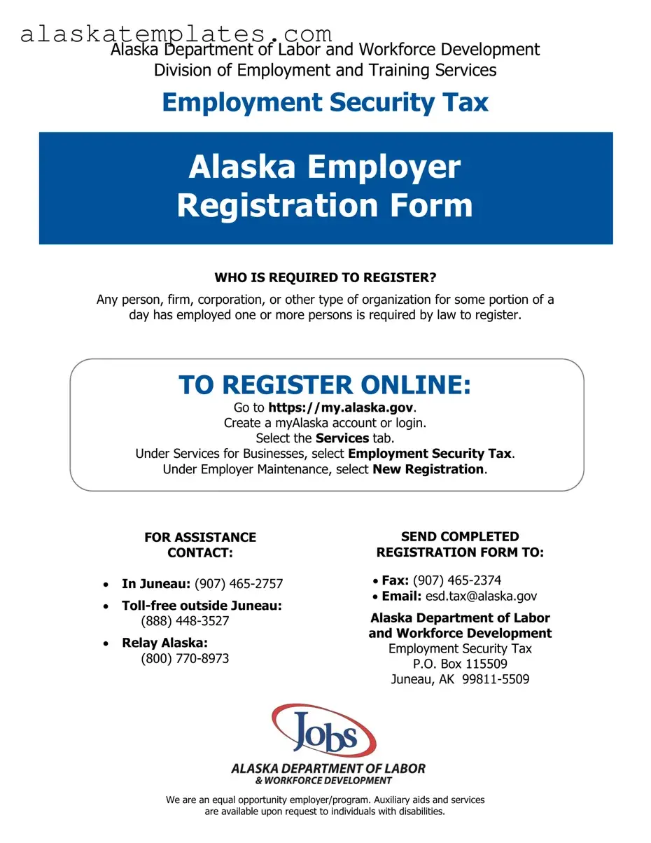 Fill in Your Alaska Employer Registration Form