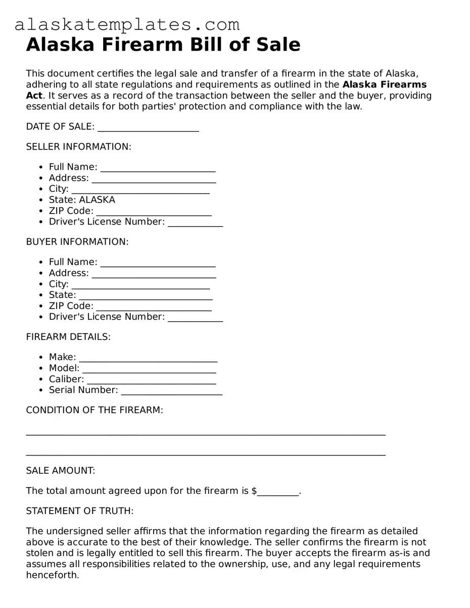 Free Alaska Firearm Bill of Sale Form
