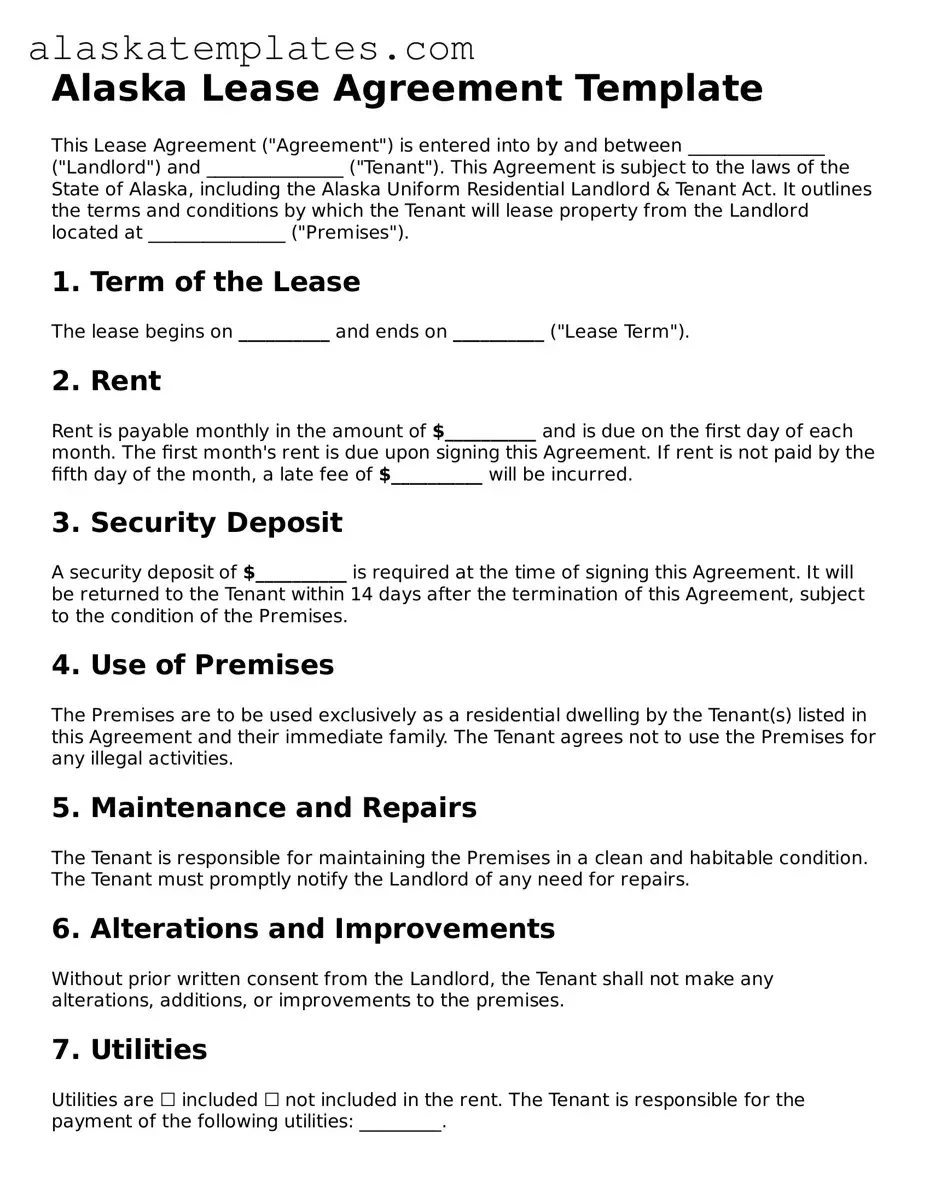 Free Alaska Lease Agreement Form