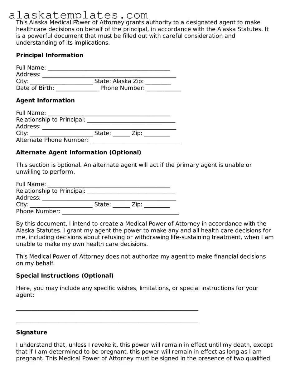 Free Alaska Medical Power of Attorney Form
