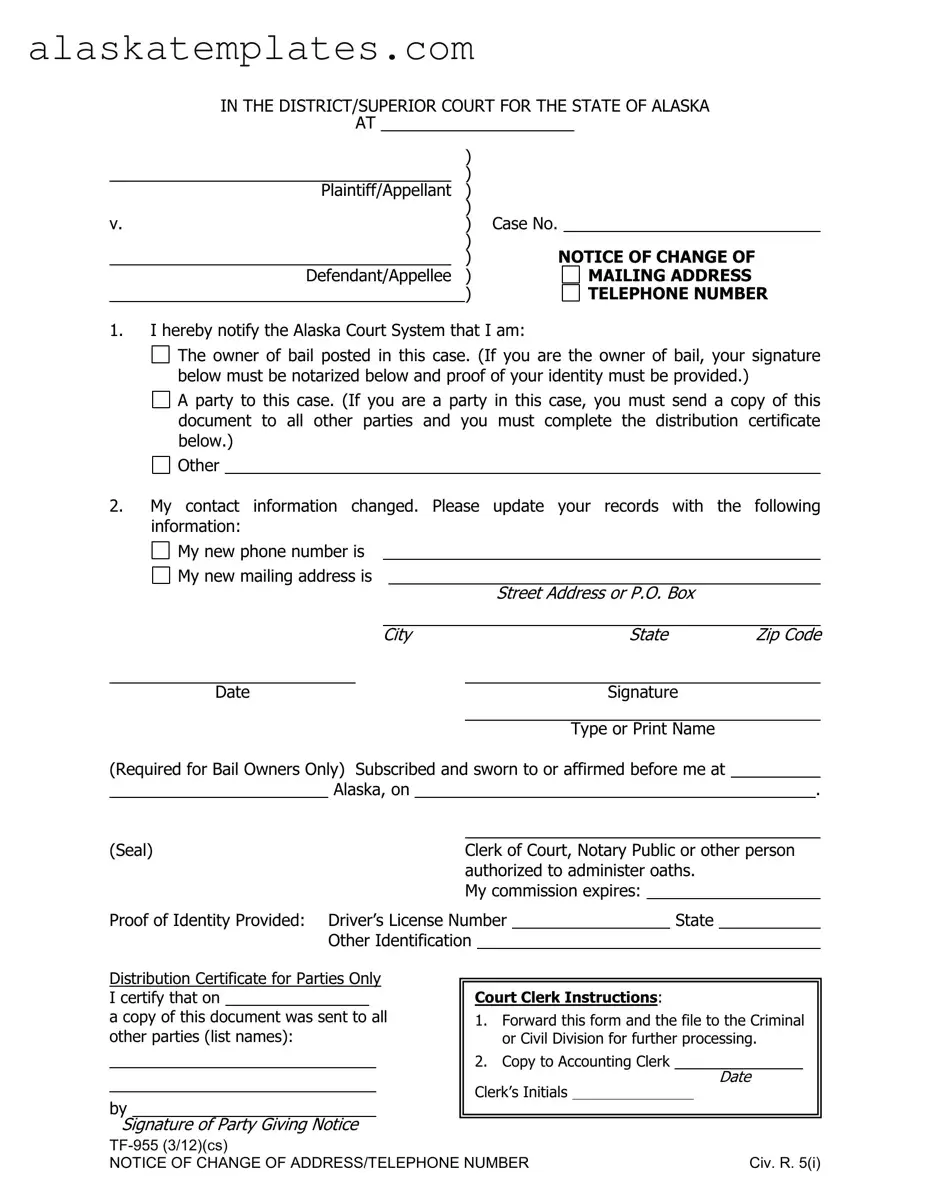 Fill in Your Alaska Tf 955 Form