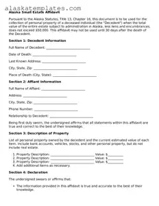 Free Alaska Small Estate Affidavit Form