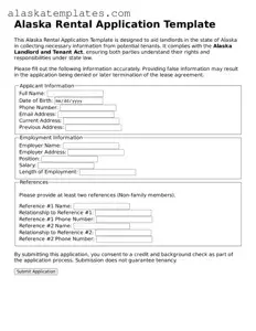 Free Alaska Rental Application Form