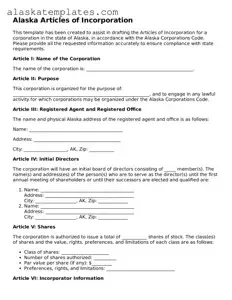 Free Alaska Articles of Incorporation Form