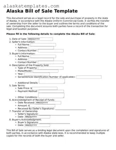 Free Alaska Bill of Sale Form