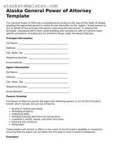 Free Alaska General Power of Attorney Form