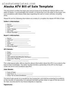 Free Alaska ATV Bill of Sale Form