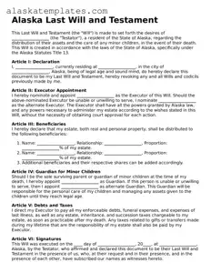 Free Alaska Last Will and Testament Form