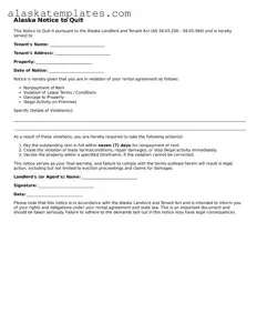 Free Alaska Notice to Quit Form