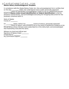 Free Alaska Notary Acknowledgement Form