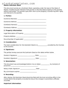 Free Alaska Quitclaim Deed Form