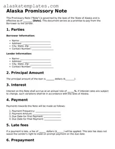 Free Alaska Promissory Note Form